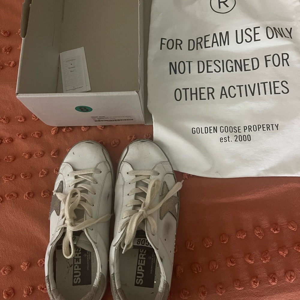 Golden goose superstar white gold star sprinkle shoes size 8 - Picture 7 of 7